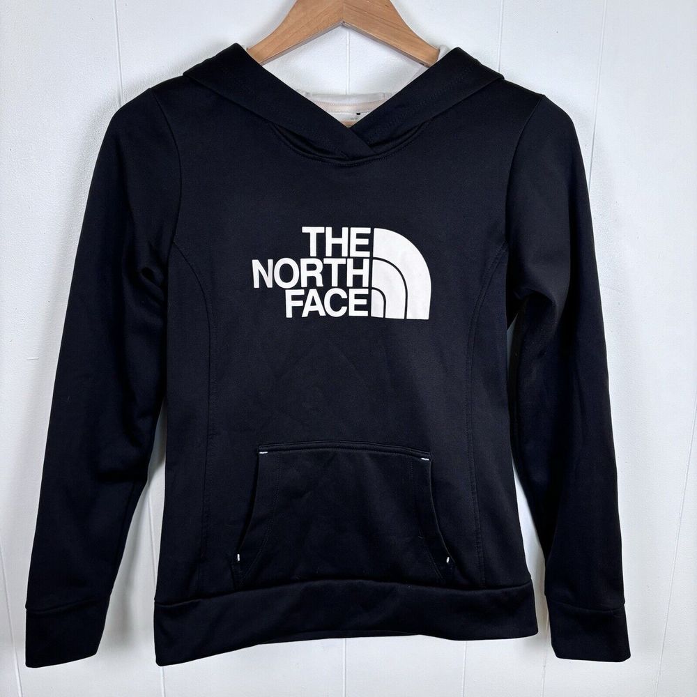 North Face Hoodie Women's Xs Long Sleeve Pullover Hoodie Black Half Dome Logo